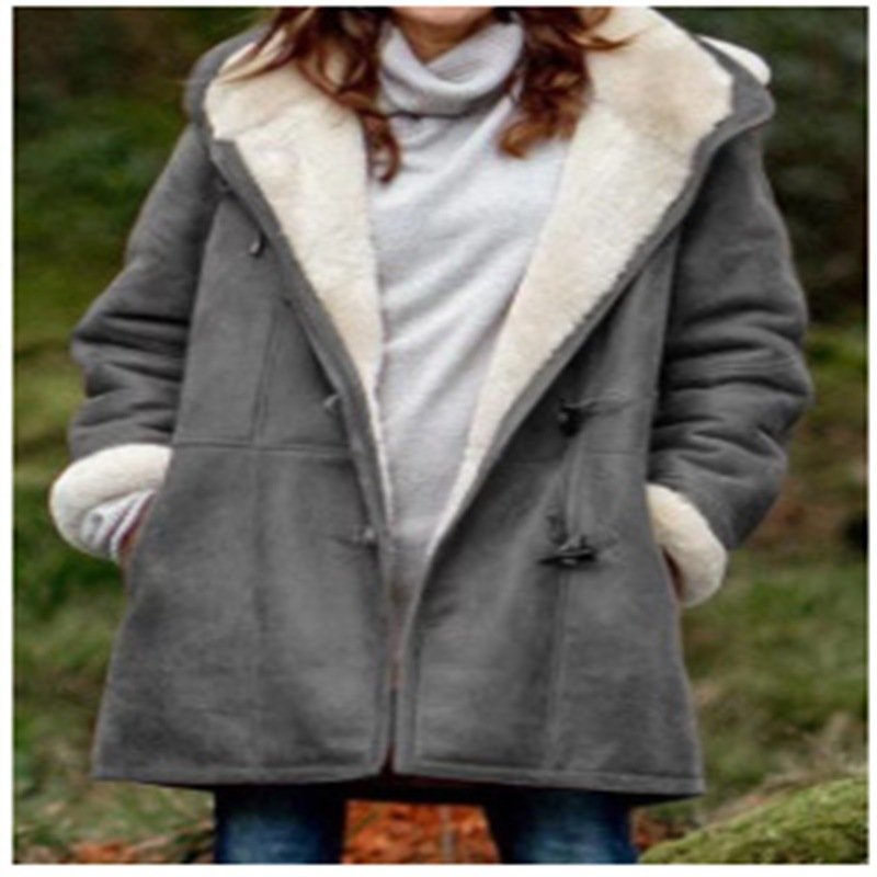 Micro-élasticité Sweat-shirt à Capuche Manches Longues en Toison Plain Blouson pour Femmes