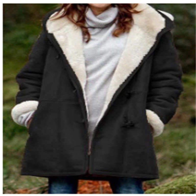 Micro-élasticité Sweat-shirt à Capuche Manches Longues en Toison Plain Blouson pour Femmes