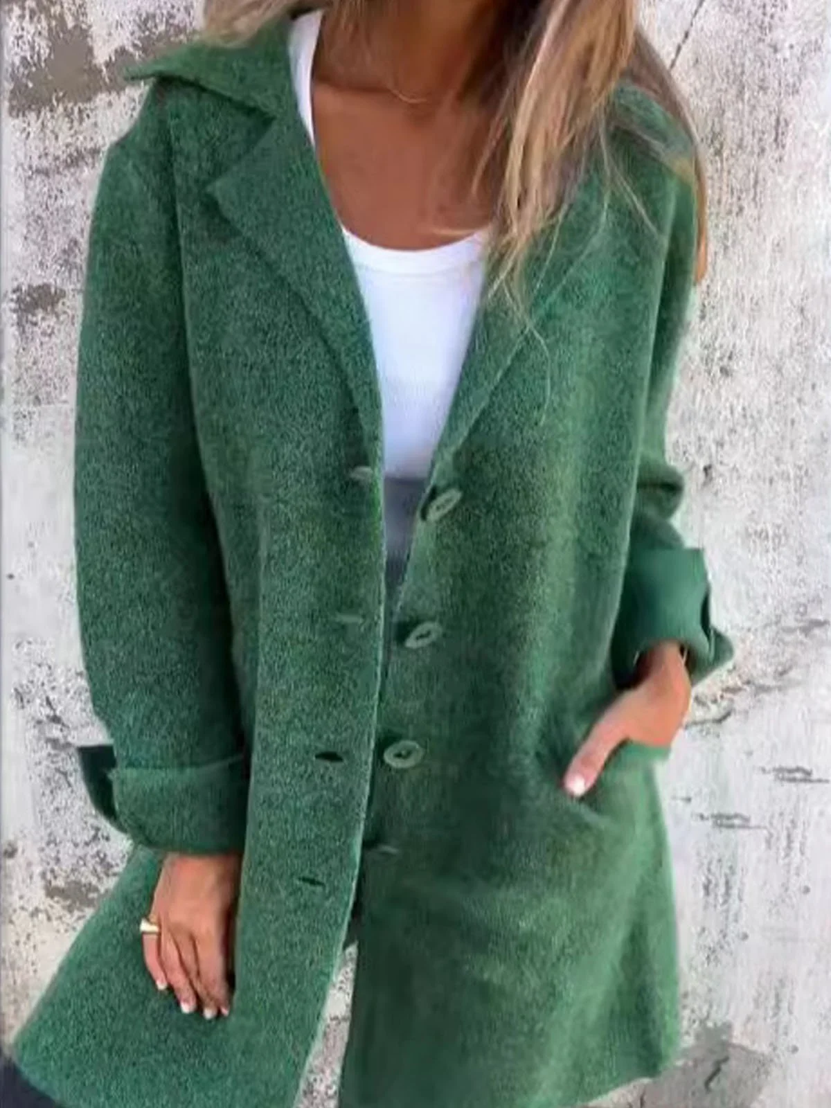 à Col Revers Manches Longues Régulier Plain Manteau Boucle pour Femmes