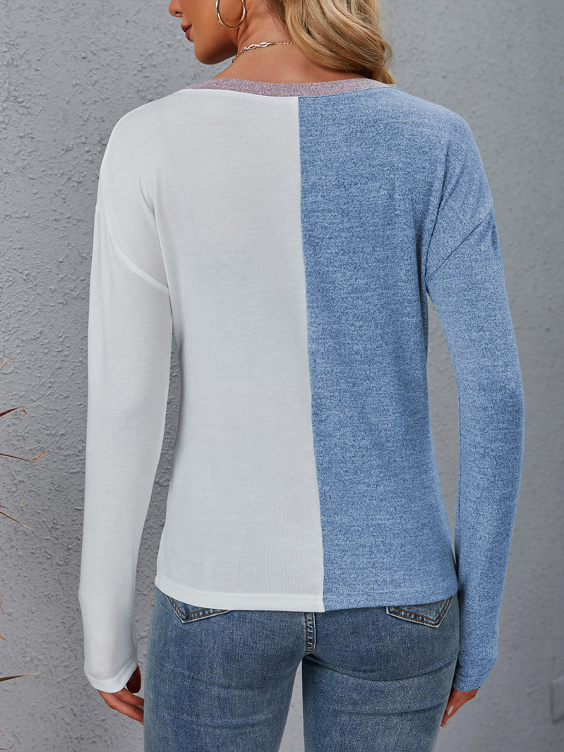 T-shirts Femmes Décontracté Bloc de Couleur Printemps / Automne Micro-élasticité Quotidien Jersey Régulier Droit Régulier