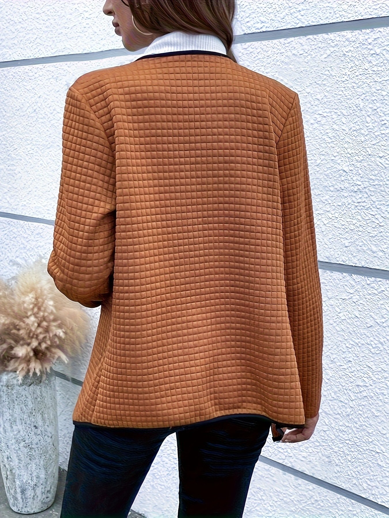 Micro-élasticité Manches Longues en Toison Plain Blouson pour Femmes