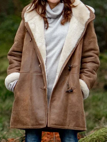 Micro-élasticité Sweat-shirt à Capuche Manches Longues en Toison Plain Blouson pour Femmes