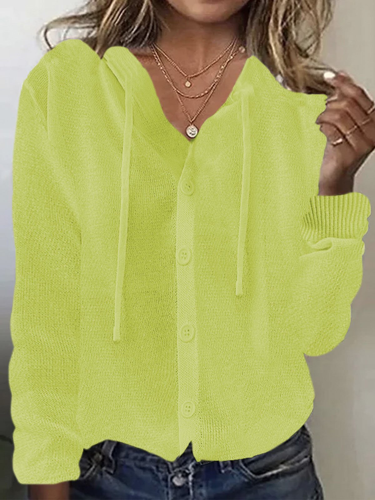 Cardigans Décontracté Plain Printemps / Automne Sweat-shirt à Capuche Quotidien Manches Longues Boucle Régulier Élasticité moyenne pour Femmes