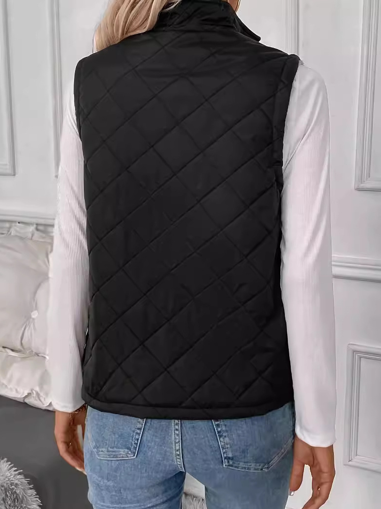 Micro-élasticité Col Châle Sans Manches en Toison Plain Gilet pour Femmes