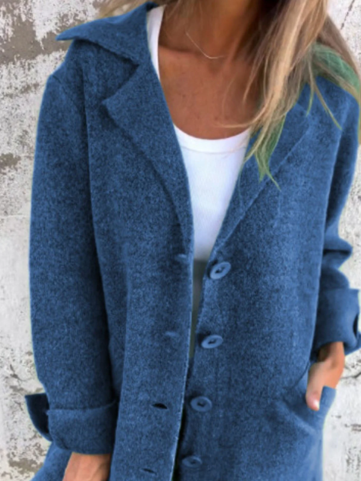 à Col Revers Manches Longues Régulier Plain Manteau Boucle pour Femmes