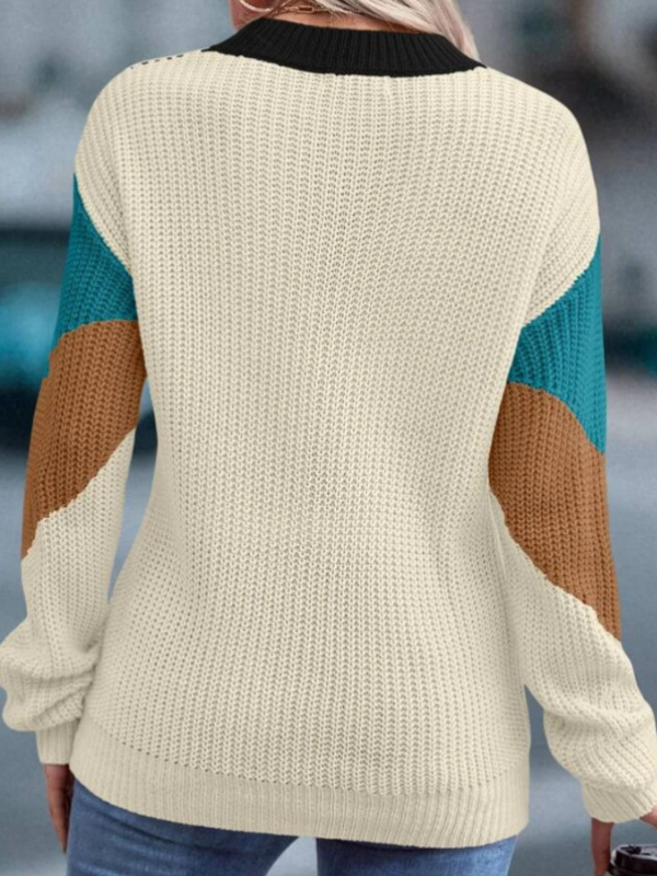 Pulls Décontracté Bloc de Couleur Printemps / Automne Quotidien Ample Manches Longues Fil/fil de laine Régulier Régulier pour Femmes