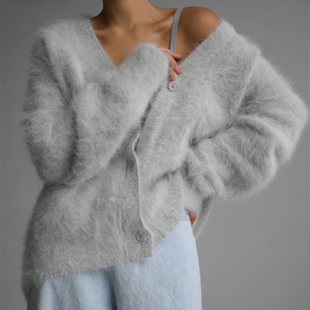 Cardigans Femmes Décontracté Plain Hiver Quotidien Coupe Régulière Manches Longues Laine/Tricot Droit Élasticité moyenne