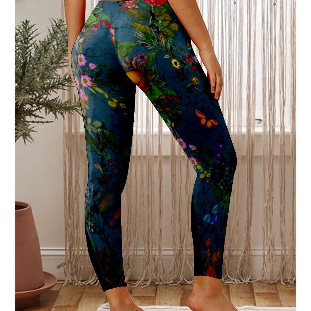 Pantalons De Yoga Femmes Décontracté Floral Hiver Polyester Faire la navette Serré Pantalon coupe slim Long en Toison