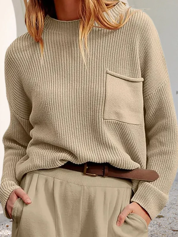Pulls Décontracté Plain Printemps / Automne Micro-élasticité Quotidien Manches Longues Col Roulé Fil/fil de laine Régulier pour Femmes