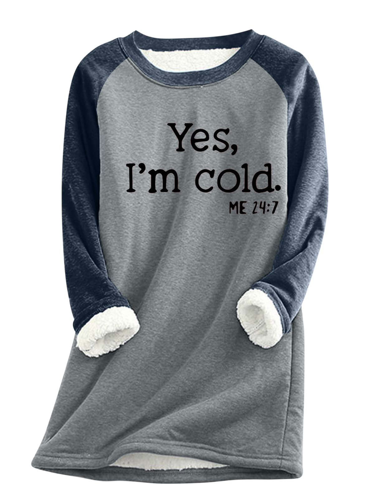 Sweat-shirts Décontracté Hiver Lettres de texte Polyester Coupe Régulière Col Rond Régulier Droit en Toison pour Femmes