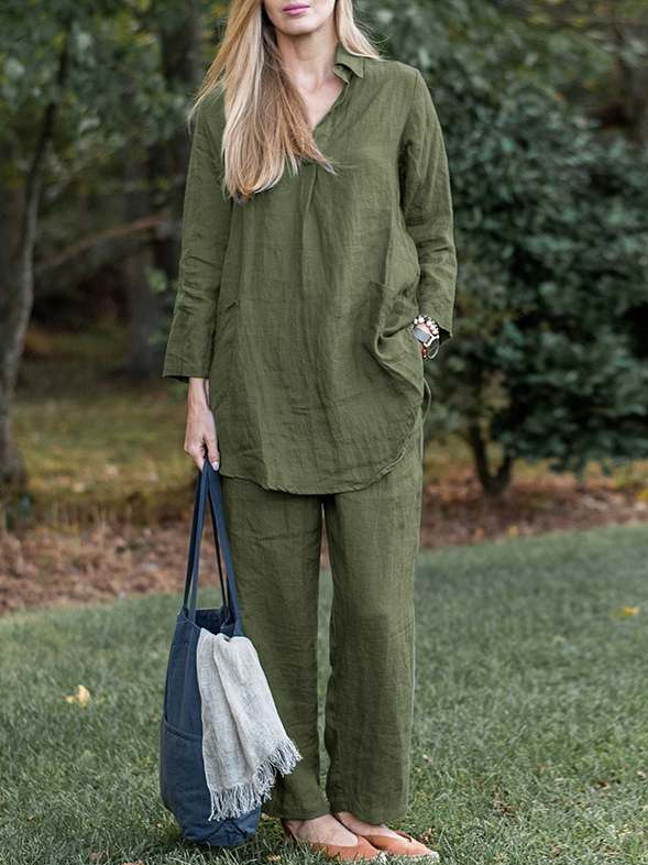 Deux Pièces Ensembles Femmes Décontracté Plain Printemps / Automne Polyester Micro-élasticité Quotidien Ample Top Avec Pantalons Régulier