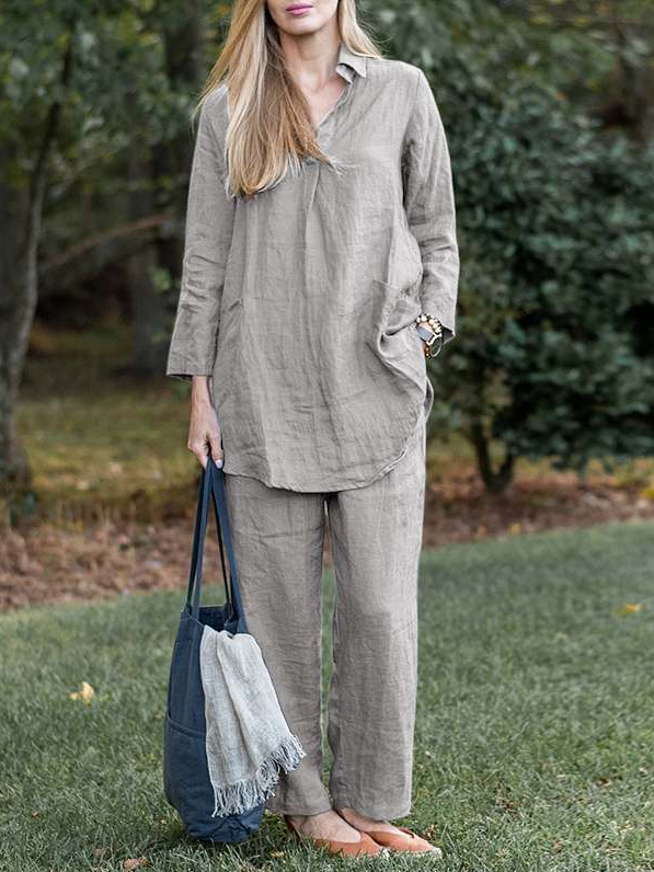 Deux Pièces Ensembles Femmes Décontracté Plain Printemps / Automne Polyester Micro-élasticité Quotidien Ample Top Avec Pantalons Régulier