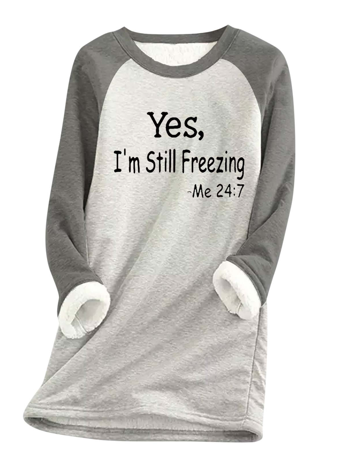 Sweat-shirts Décontracté Hiver Lettres de texte Polyester Coupe Régulière Col Rond Régulier Droit en Toison pour Femmes