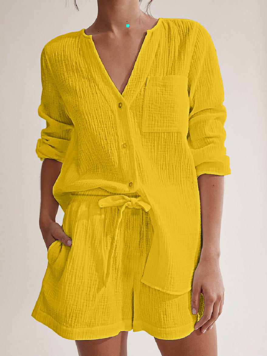 Deux Pièces Ensembles Décontracté Plain Printemps / Automne Micro-élasticité Quotidien Ample Manches Longues Droit Régulier pour Femmes