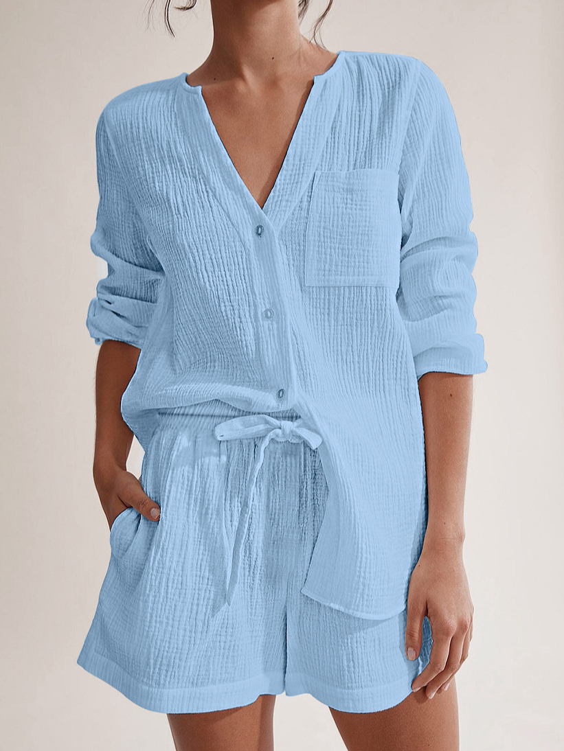 Deux Pièces Ensembles Décontracté Plain Printemps / Automne Micro-élasticité Quotidien Ample Manches Longues Droit Régulier pour Femmes