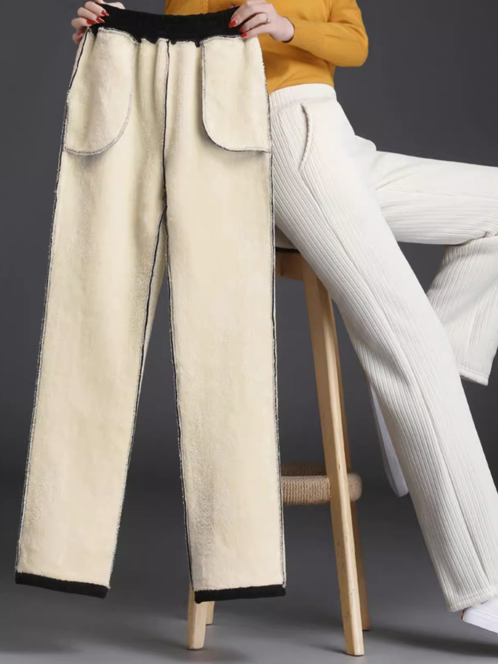 Pantalons Décontracté Plain Printemps / Automne Naturel Micro-élasticité Quotidien Ample Long Droit pour Femmes