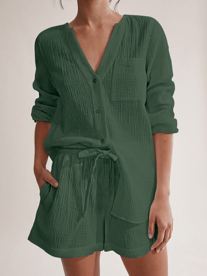Deux Pièces Ensembles Décontracté Plain Printemps / Automne Micro-élasticité Quotidien Ample Manches Longues Droit Régulier pour Femmes