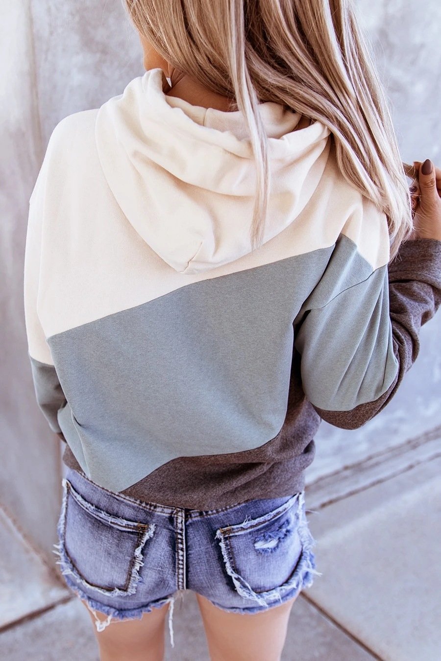 Sweat-shirts Femmes Décontracté Bloc de Couleur Printemps / Automne Sweat-shirt à Capuche Micro-élasticité Quotidien Ample Régulier Droit