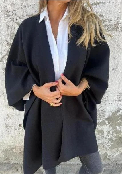 Cache-cœur Demi Manche Régulier Plain Cape Manteau pour Femmes