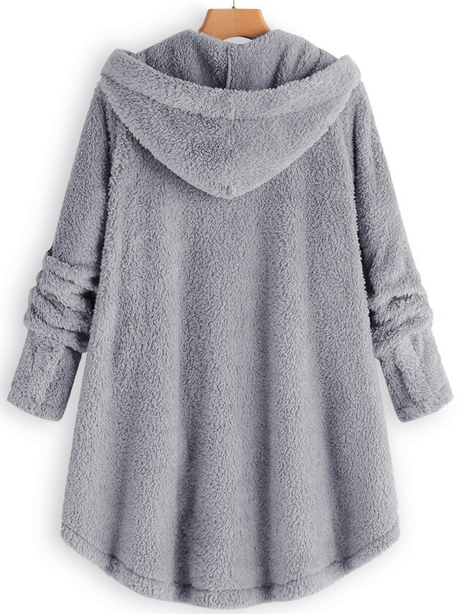 Sweat-shirt à Capuche Manches Longues Poids lourd Plain Sweat à capuche zippé Caniche Blouson pour Femmes