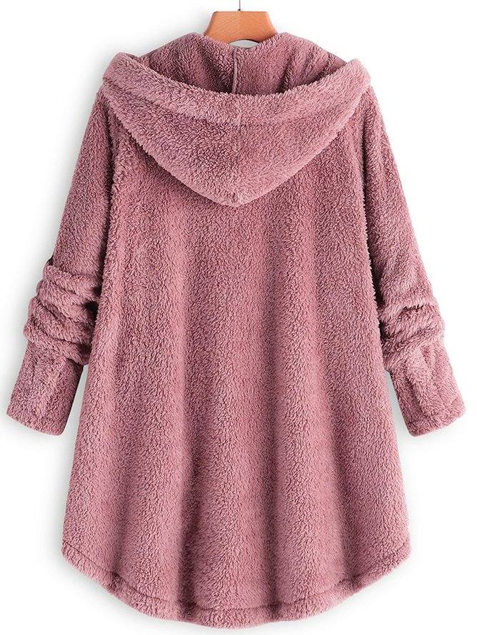 Sweat-shirt à Capuche Manches Longues Poids lourd Plain Sweat à capuche zippé Caniche Blouson pour Femmes