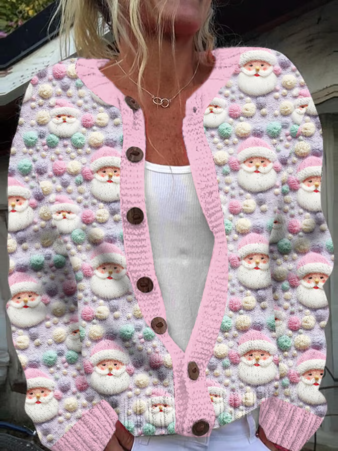 Cardigans Femmes Décontracté Père Noël Hiver Poids lourd Quotidien Coupe Régulière Col Rond Régulier Droit