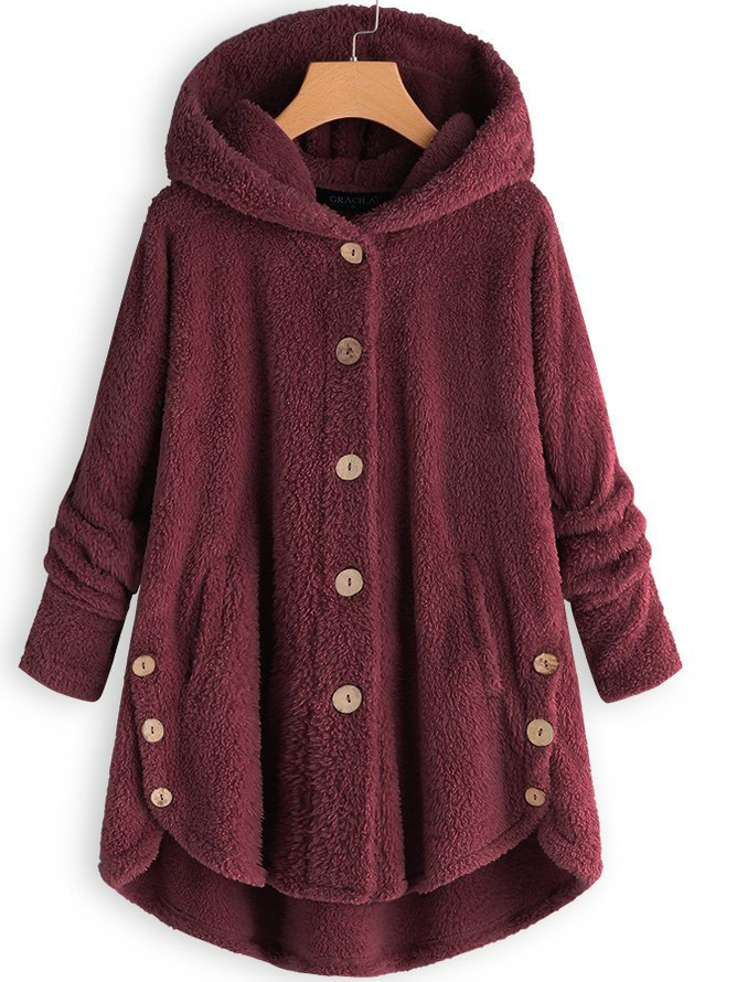 Sweat-shirt à Capuche Manches Longues Poids lourd Plain Sweat à capuche zippé Caniche Blouson pour Femmes