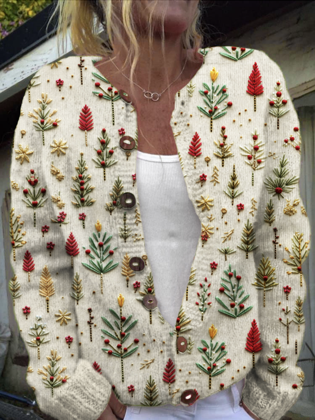 Cardigans Femmes Décontracté impression en 3D Hiver Poids lourd Micro-élasticité Quotidien Manches Longues Col Rond Régulier
