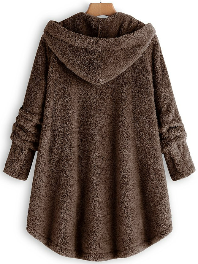 Sweat-shirt à Capuche Manches Longues Poids lourd Plain Sweat à capuche zippé Caniche Blouson pour Femmes