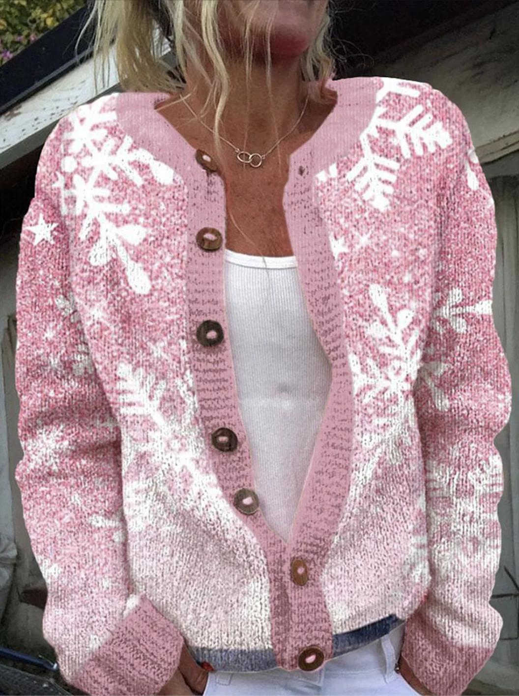 Cardigans Femmes Décontracté impression en 3D Hiver Tricoté Poids lourd Quotidien Manches Longues Col Rond Droit