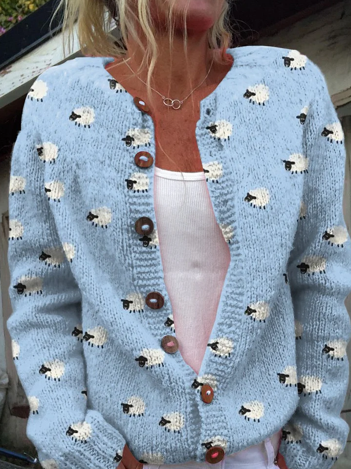 Cardigans Femmes Décontracté impression en 3D Hiver Tricoté Micro-élasticité Quotidien Manches Longues Col Rond Droit