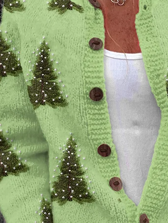 Cardigans Femmes Décontracté Bloc de Couleur Hiver Poids lourd Micro-élasticité Quotidien Coupe Régulière Col Rond Régulier