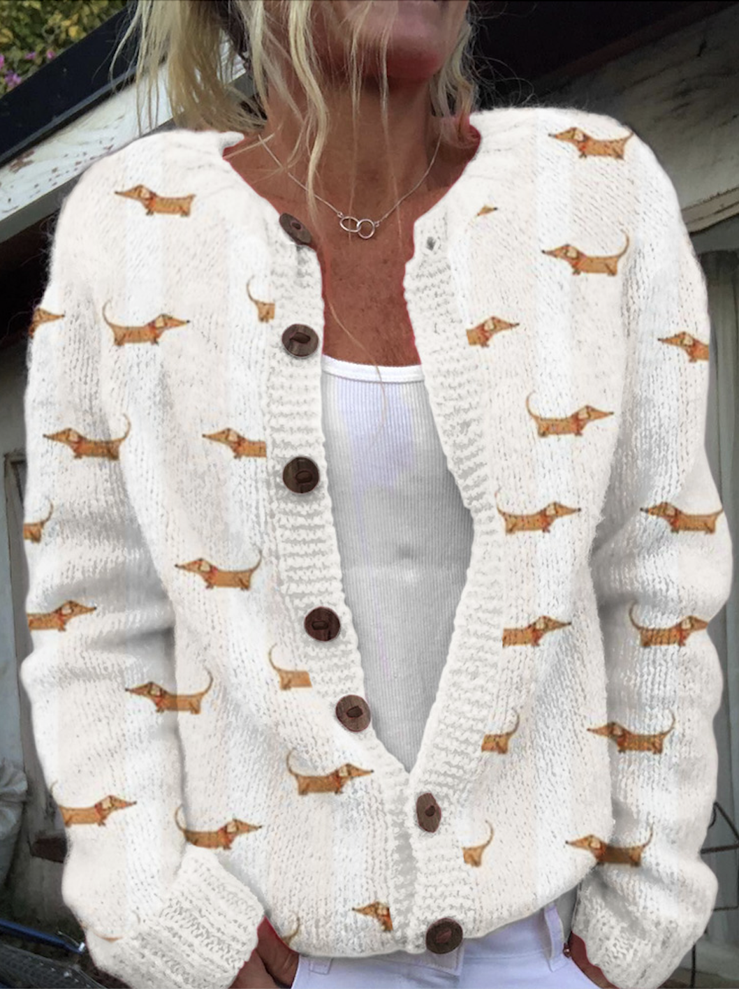 Cardigans Décontracté impression en 3D Hiver Tricoté Poids lourd Micro-élasticité Col Rond Régulier Droit pour Femmes