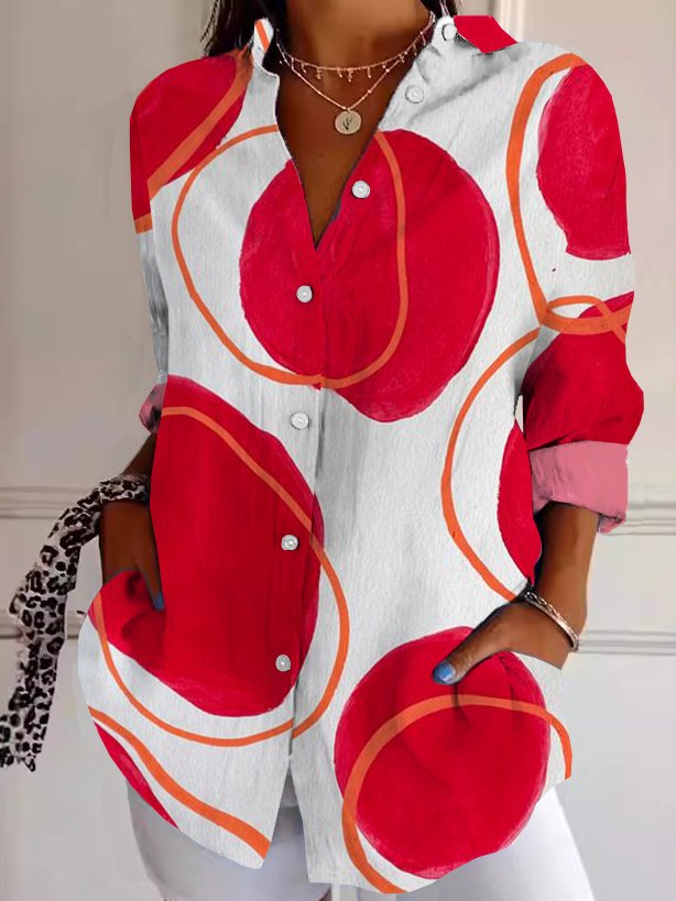 Chemises Femmes Géométrique Décontracté Printemps / Automne Quotidien Coupe Régulière Noël Manches trois quarts Régulier Col de Chemise