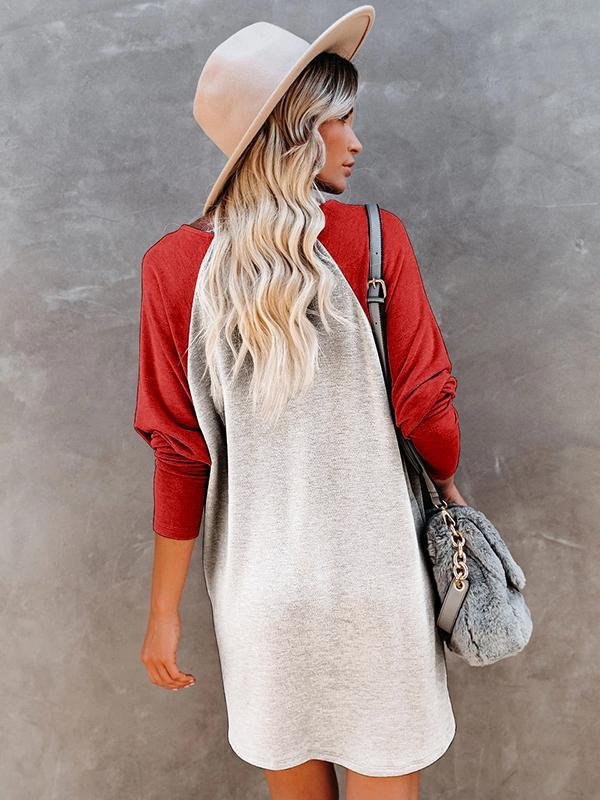 Femmes Noël Rouge Col V Confortable Mini Robe Décontracté