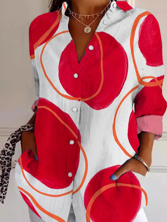 Chemises Femmes Géométrique Décontracté Printemps / Automne Quotidien Coupe Régulière Noël Manches trois quarts Régulier Col de Chemise