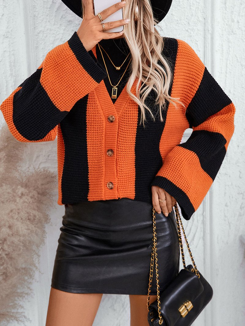 Cardigans Femmes Rayé Décontracté Hiver Quotidien Ample Laine/Tricot Mi-long Épaissi Élasticité moyenne