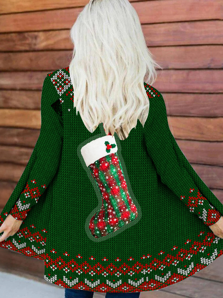Élasticité moyenne Cache-cœur Manches Longues Régulier Père Noël Kimono pour Femmes