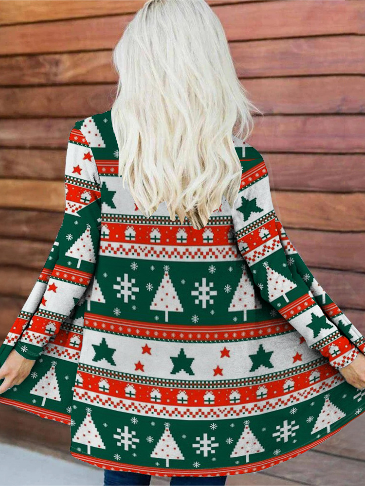 Élasticité moyenne Cache-cœur Manches Longues Régulier Père Noël Kimono pour Femmes