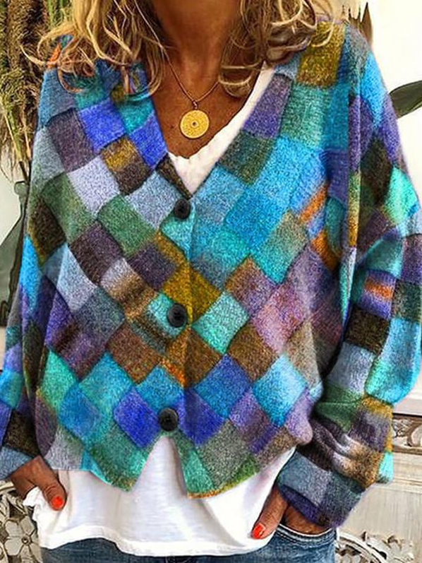 Cardigans Ethnique Décontracté Hiver Naturel Ample Manches Longues Droit Élasticité moyenne Non pour Femmes