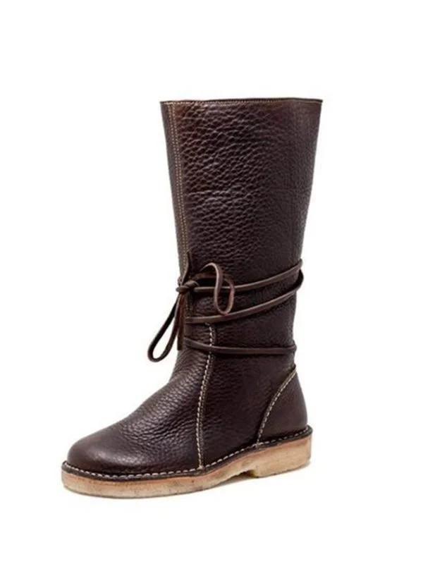 Chelsea Bottes Ethnique Plain Automne Portable Vacances Cuir Talon de Bloc Bout Rond Fausse Fourrure pour Femmes