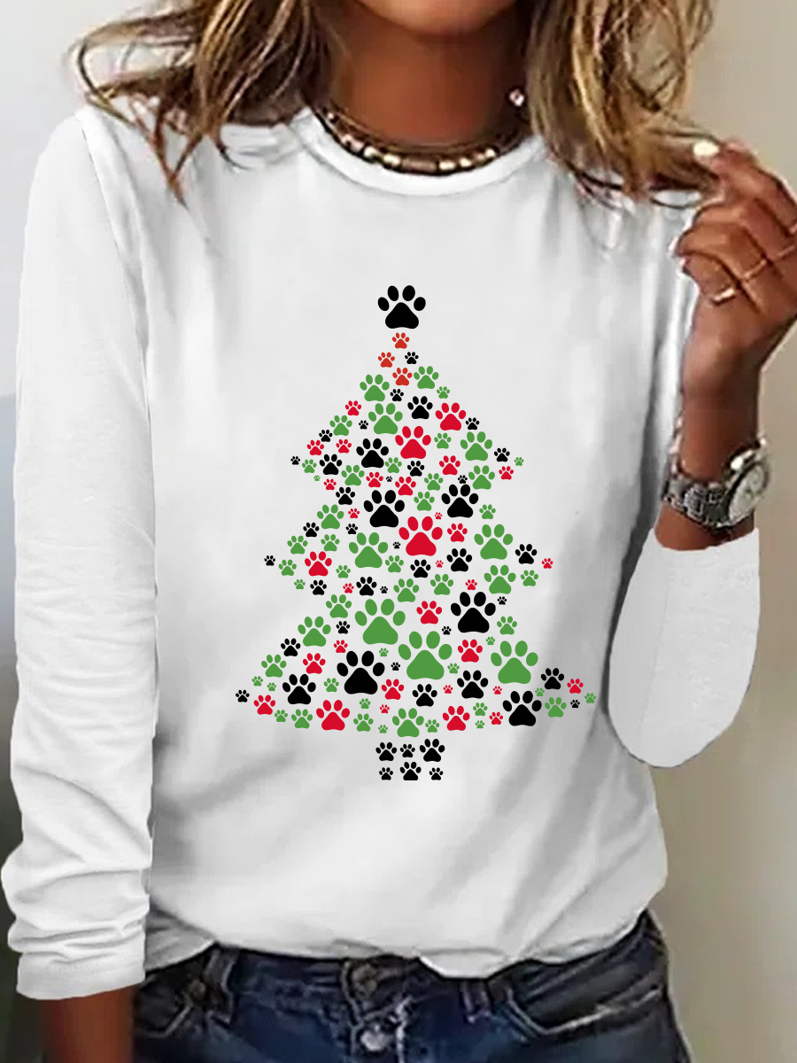 T-shirts Femmes Décontracté Printemps / Automne Noël Quotidien Ample Meilleure vente Col Rond Régulier Élasticité moyenne