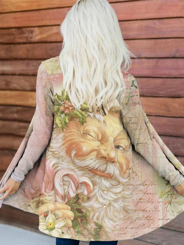 Élasticité moyenne Cache-cœur Manches Longues Régulier Père Noël Kimono pour Femmes
