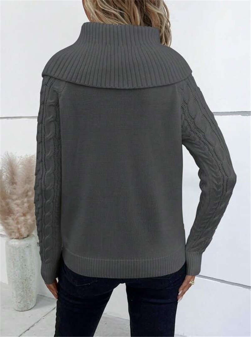 Pulls Femmes Décontracté Plain Printemps / Automne Quotidien Ample Manches Longues Col Roulé Régulier Droit