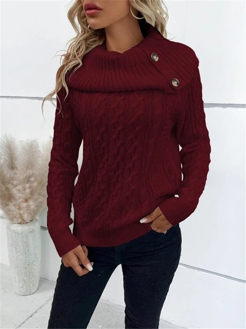 Pulls Femmes Décontracté Plain Printemps / Automne Quotidien Ample Manches Longues Col Roulé Régulier Droit