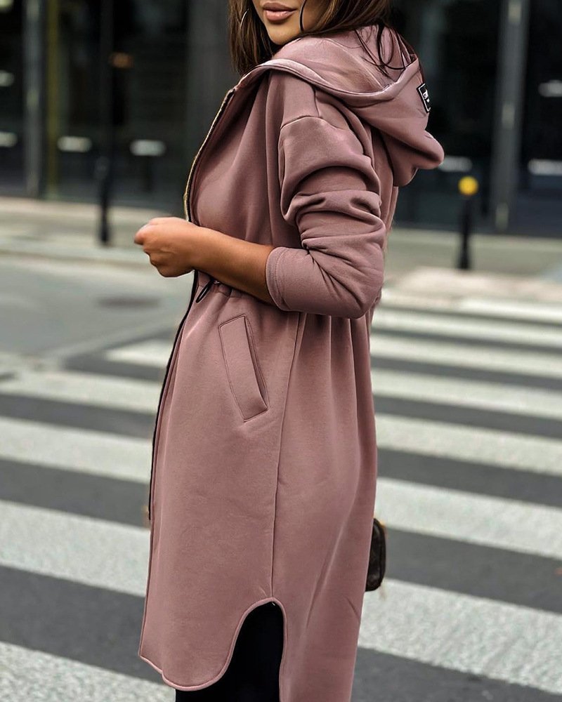 Sweat-shirt à Capuche Manches Longues Régulier Plain Blouson pour Femmes