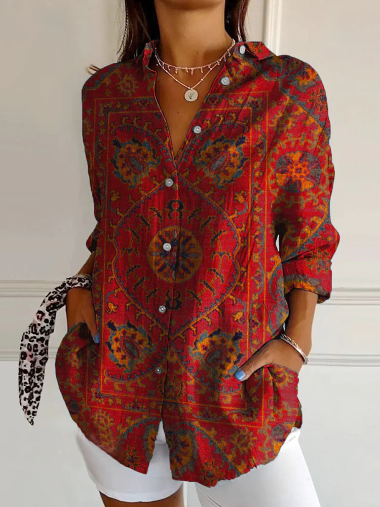 Chemises Femmes Géométrique Décontracté Printemps / Automne Polyester Aucune élasticité Ample Régulier Col de Chemise T.-N.-L.