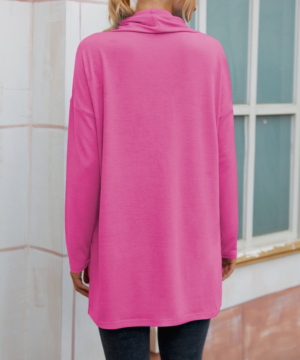 Chemisiers1 Femmes Décontracté Plain Printemps / Automne Micro-élasticité Ample Jersey Col Roulé Droit Régulier