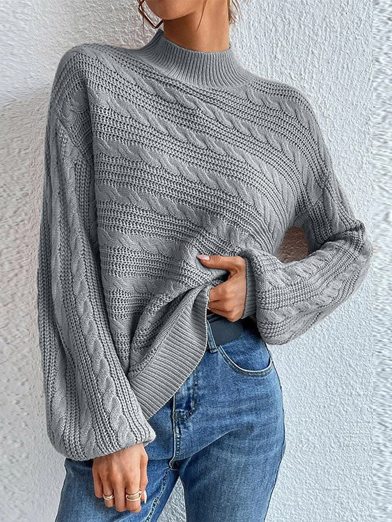 Pulls Femmes Décontracté Plain Printemps / Automne Ample Manches Longues Laine/Tricot Mi-long Droit Non