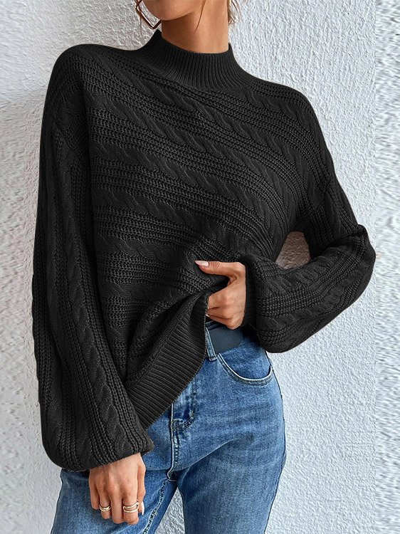 Pulls Femmes Décontracté Plain Printemps / Automne Ample Manches Longues Laine/Tricot Mi-long Droit Non
